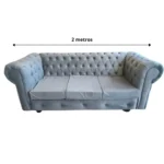 Sofá Gris Velvet - 3 Cuerpos - Imagen 2