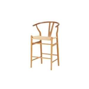 Taburete Wishbone de madera para arriendo de mobiliario en eventos y cócteles - VivoEventos