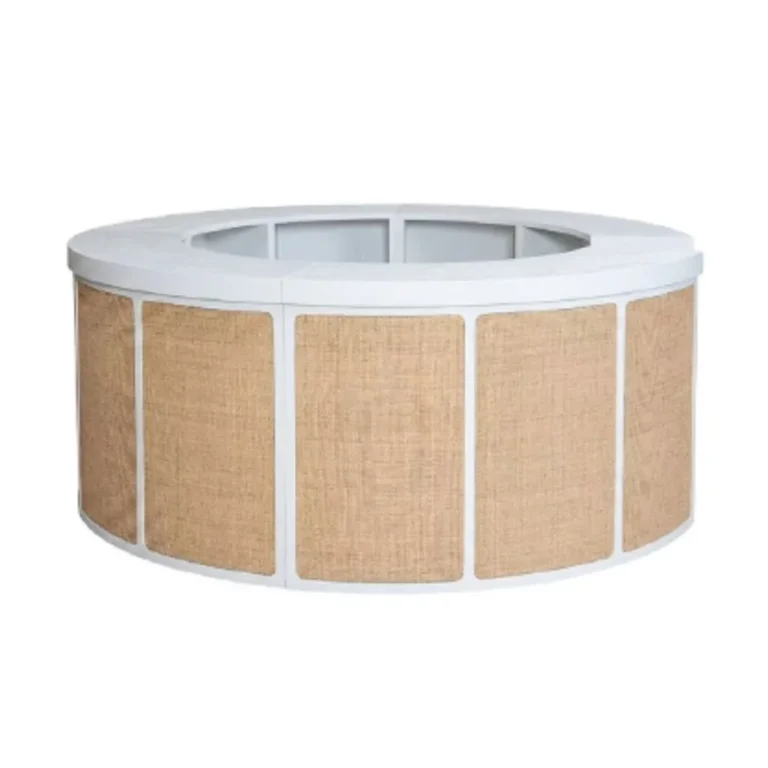 Barra Bar 360 Blanca circular para arriendo de mobiliario en eventos - VivoEventos