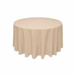 Mantel Beige Redondo para arriendo de mantelería en eventos y matrimonios - VivoEventos