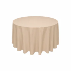 Mantel Beige Redondo para arriendo de mantelería en eventos y matrimonios - VivoEventos