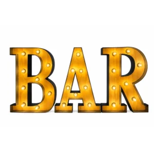 Letras BAR luminosas de 75 cm para eventos